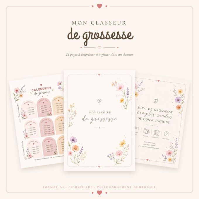 Mon classeur de grossesse — floral