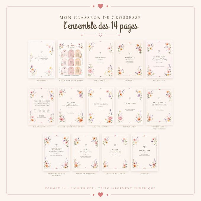 Mon classeur de grossesse — floral